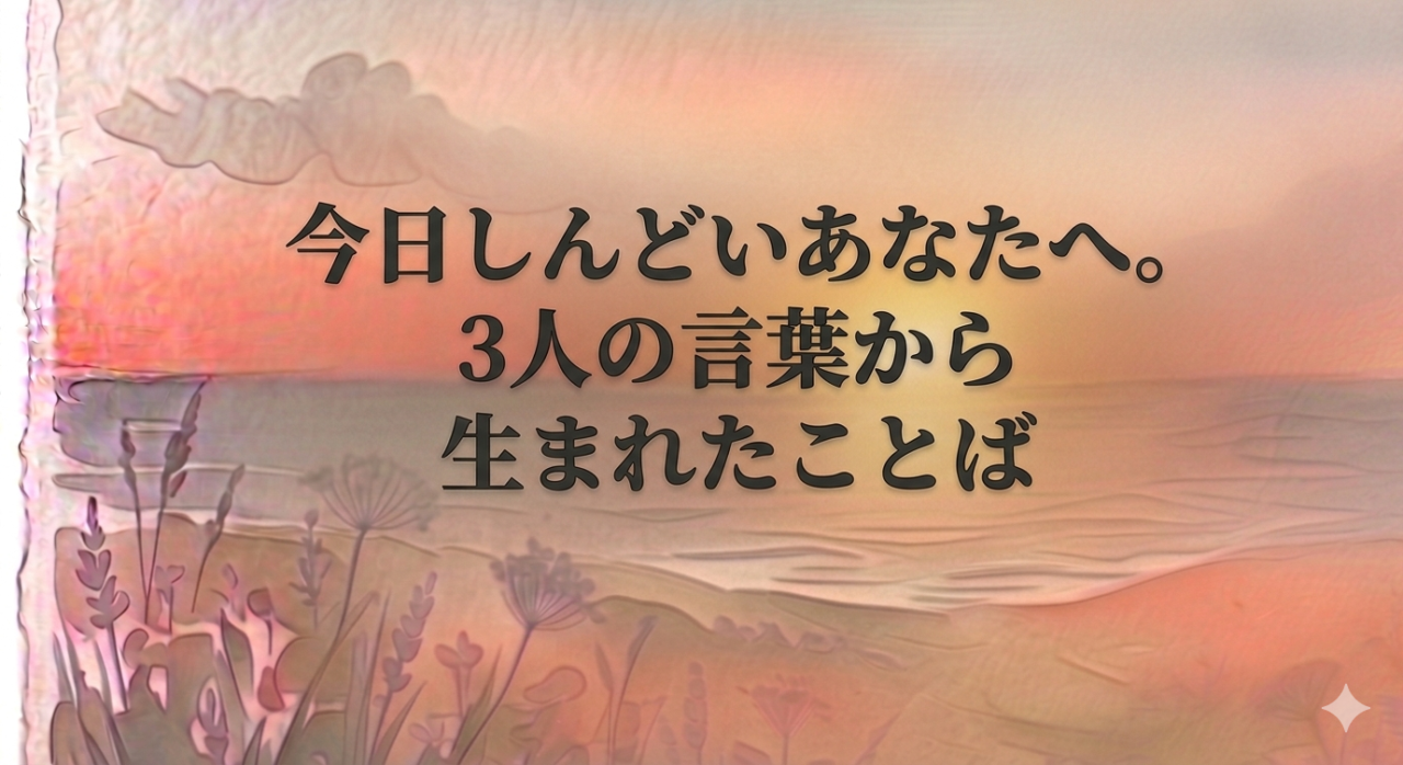 今日しんどいあなたへ。3人の言葉から生まれたことば